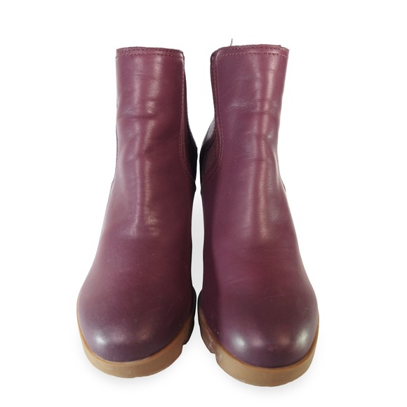 Sorel Joan Uptown Wedge Heel Boots Women 7 Burgundy Leather NL4379-602 - Picture 3 of 11